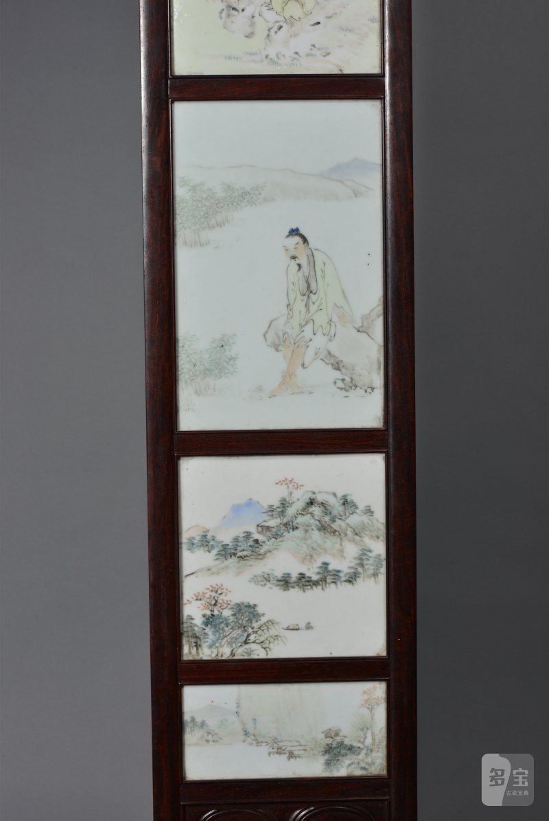 清光绪 任焕章浅绛彩山水人物花鸟八条屏 - 图26